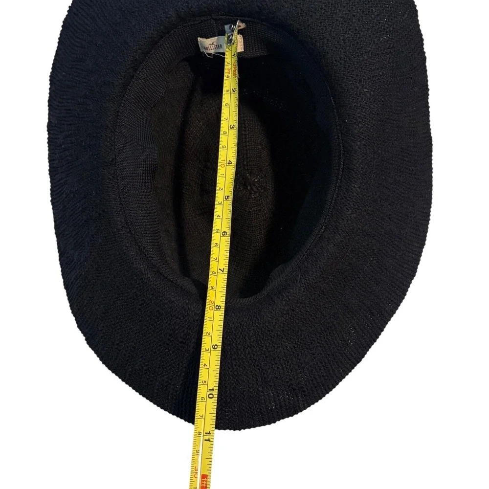 Hollister‎ Y2K Womens Black Knit Wide Brim Hat With Aztec Band One Size Festival